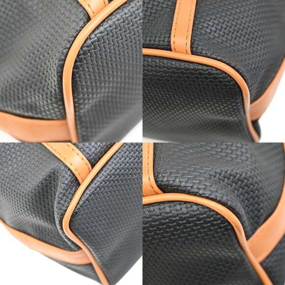 Saint Laurent YSL Logo Drawstring Shoulder Bag PVC Leather Navy Brown 38FC055 - Picture 7 of 16